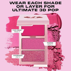 One/Size Cheek Clapper 3D Blush Trio Palette - Gworly Pop