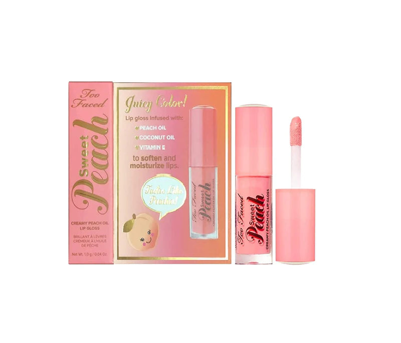 Too Faced Sweet Peach Creamy Peach Oil Lip Gloss-Pure Peach Travel Size